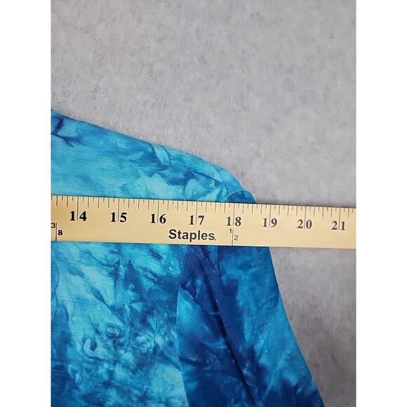 Lock & Love Aqua Blue Tie Dye Open Trapeze Cardigan Women's Plus 3XL Stretch - Picture 10 of 12